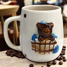 Boni Bon Collection Design 3D Kabartma El Yapımı Ayıcıklı 🐻 Seramik Kupa Bardak 400 ml