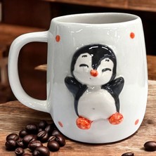 Boni Bon Collection Design 3D Kabartma El Yapımı Neşeli Penguen 🐧 Seramik Kupa Bardak 400 ml