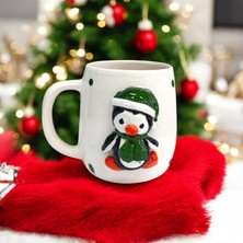 Boni Bon Collection Design 3D Kabartma El Yapımı Sevmli Penguen 🐧 Seramik Kupa Bardak 400 ml