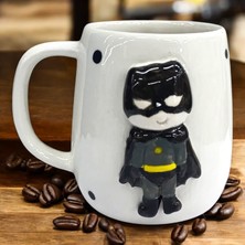 Boni Bon Collection Design 3D Kabartma El Yapımı Seramik Batman Kupa Bardak 400 ml