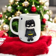 Boni Bon Collection Design 3D Kabartma El Yapımı Seramik Batman Kupa Bardak 400 ml