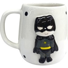 Boni Bon Collection Design 3D Kabartma El Yapımı Seramik Batman Kupa Bardak 400 ml