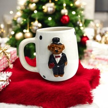 Boni Bon Collection Design 3D Kabartma El Yapımı Damat Ayıcık 🐻 Seramik Kupa Bardak 400 ml