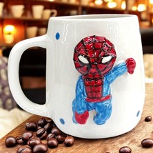 Boni Bon Collection Design 3D Kabartma El Yapımı Spiderman Seramik Kupa Bardak 400 ml