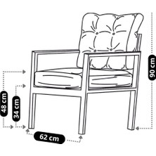 Ufuk Home Linda Tekli Koltuk,konforlu Balkon Mobilyası,modern Metal Çay Seti,estetik Cafe Sandalyeleri, Mutfak Metal Koltuk