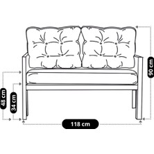 Ufuk Home Linda Ikili Koltuk,konforlu Balkon Mobilyası,modern Metal Çay Seti,estetik Cafe Sandalyeleri, Mutfak Metal Koltuk