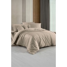 Sarev Monochrome Natural Beige  Pamuk Saten Tek Kişilik Nevresim Takımı