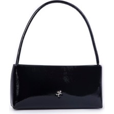 Vera Çanta Nas Bag Kadın Basic Baget Omuz ve Çapraz Çanta Siyah Rugan