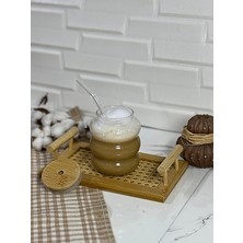 Erkugo Bambu Kapaklı Pipetli Borosilikat Sunum Bardağı - Kahve Bardağı - Isı Dayanıklı Bardak - 700 ml - Ripple
