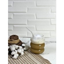 Erkugo Bambu Kapaklı Pipetli Borosilikat Sunum Bardağı - Kahve Bardağı - Isı Dayanıklı Bardak - 700 ml - Ripple