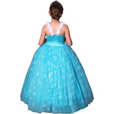 Butik Happy Kids Prenses Elsa Askılı Elsa Kostüm Taç Asa Saç Eldiven  1-12 Yaş