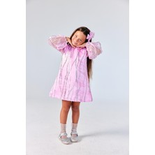 Pembe  Sim Detaylı Kız Çocuk Elbise - Corrine