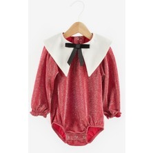 Le Mabelle Kırmızı  Yaka Detaylı Simli Kız Bebek Tulum - Bailey