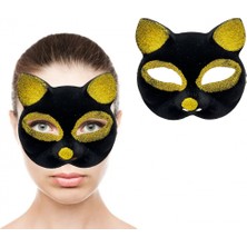 Ttt Siyah Renk Gold Simli Kedi Maskesi