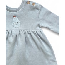 Hanour Kız Bebek Mavi Nakışlı Sweat Elbise
