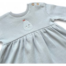 Hanour Kız Bebek Mavi Nakışlı Sweat Elbise