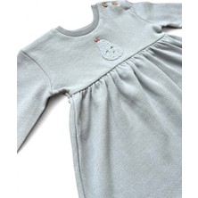 Hanour Kız Bebek Mavi Nakışlı Sweat Elbise