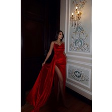Sindi Moda Maya Degaje Yaka Yırtmaçlı Abiye 582334