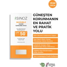 Sinoz SPF50+ Nemlendirici ve Yatıştırıcı Yüksek Korumalı Şeffaf Stick Güneş Kremi 15 gr