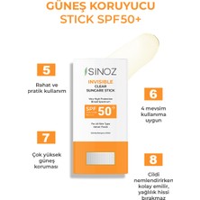 Sinoz SPF50+ Nemlendirici ve Yatıştırıcı Yüksek Korumalı Şeffaf Stick Güneş Kremi 15 gr