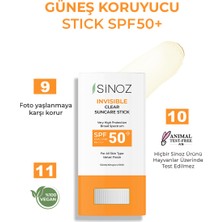 Sinoz SPF50+ Nemlendirici ve Yatıştırıcı Yüksek Korumalı Şeffaf Stick Güneş Kremi 15 gr