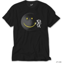 Z Zeplin Aydaki Yüz Siyah Tişört
