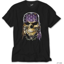 Z Zeplin Skull Pirate Siyah Tişört
