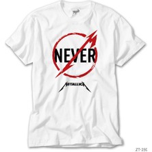 Z Zeplin Metallica Never Beyaz Tişört