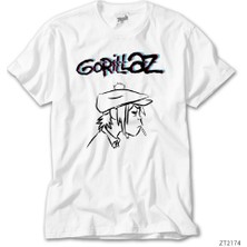 Z Zeplin Gorillaz Head Beyaz Tişört
