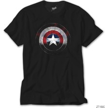 Z Zeplin Captain America Shield Siyah Tişört