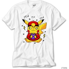 Z Zeplin Pikachu Pew Beyaz Tişört