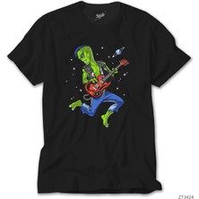 Z Zeplin Alien Guitar Siyah Tişört