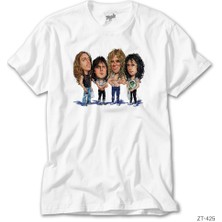 Z Zeplin Metallica Cartoon Beyaz Tişört