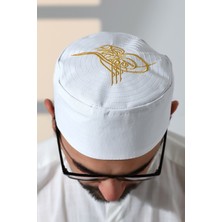 İhvan Online Osmanlı Tuğrası Nakışlı Kalıp Namaz Takkesi Beyaz