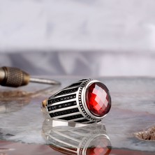 Takı925 Oval Model Zirkon Taşlı 925 Ayar Gümüş Erkek Yüzük