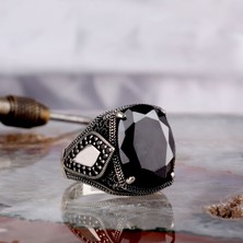 Takı925 925 Ayar Gümüş Zirkon Taşlı Oval Model Erkek Yüzük