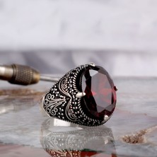 Takı925 925 Ayar Gümüş Oval Zirkon Taşlı Erkek Yüzük