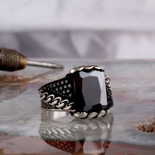 Takı925 925 Ayar Gümüş Zirkon Taşlı Örgü Model Erkek Yüzük