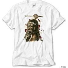 Z Zeplin The Walking Dead Michonne Beyaz Tişört