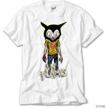 Z Zeplin In Flames Monster Beyaz Tişört