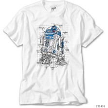 Z Zeplin Star Wars R2D2 Schema Beyaz Tişört