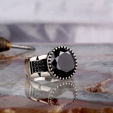Takı925 Zirkon Taşlı Oval Model 925 Ayar Gümüş Erkek Yüzük