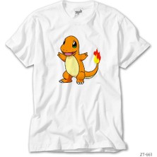 Z Zeplin Pokemon Charmander Beyaz Tişört