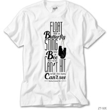 Z Zeplin Muhammed Ali Sting Like A Bee Beyaz Tişört