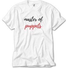 Z Zeplin Metallica Master Of Puppets Text Beyaz Tişört