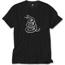 Z Zeplin Metallica Snake Logo Siyah Tişört