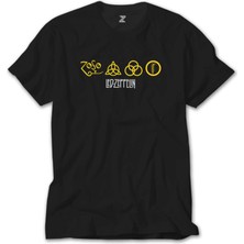 Z Zeplin LED Zeppelin Zoso Yellow Siyah Tişört
