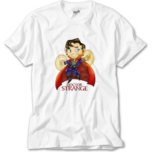 Z Zeplin Dr. Strange Cartoon Beyaz Tişört