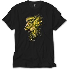 Z Zeplin Gold Lion Splash Siyah Tişört