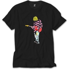 Z Zeplin Nirvana Kurt Cobain Siluet Siyah Tişört